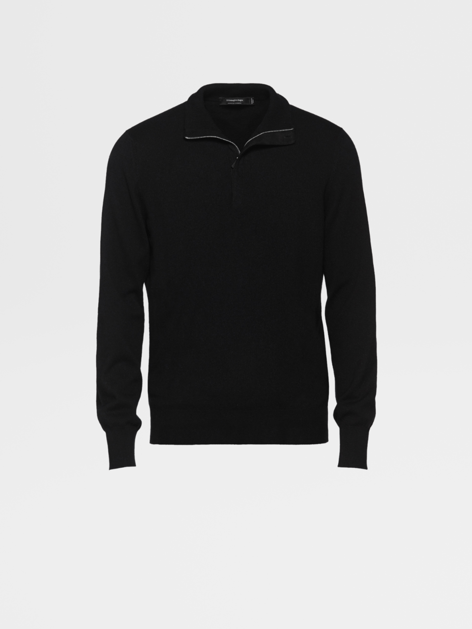 Black Premium Cashmere Knit Mock Neck Sweater